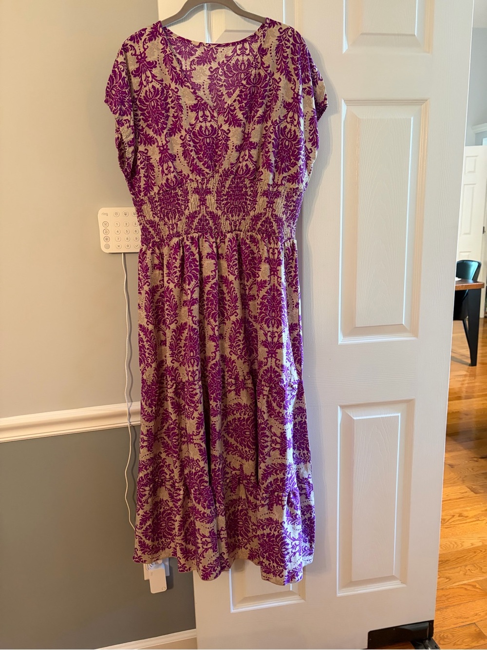 Women’s Purple Printed V-Neck Midi Dress NWOT - Picture 2 of 9